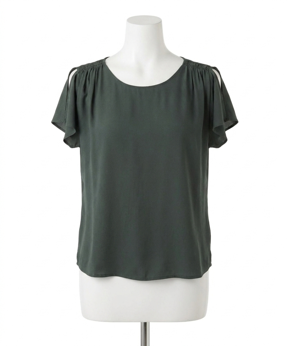 NEW VELVET BY GRAHAM & SPENCER rayon challis marcel top in mallard